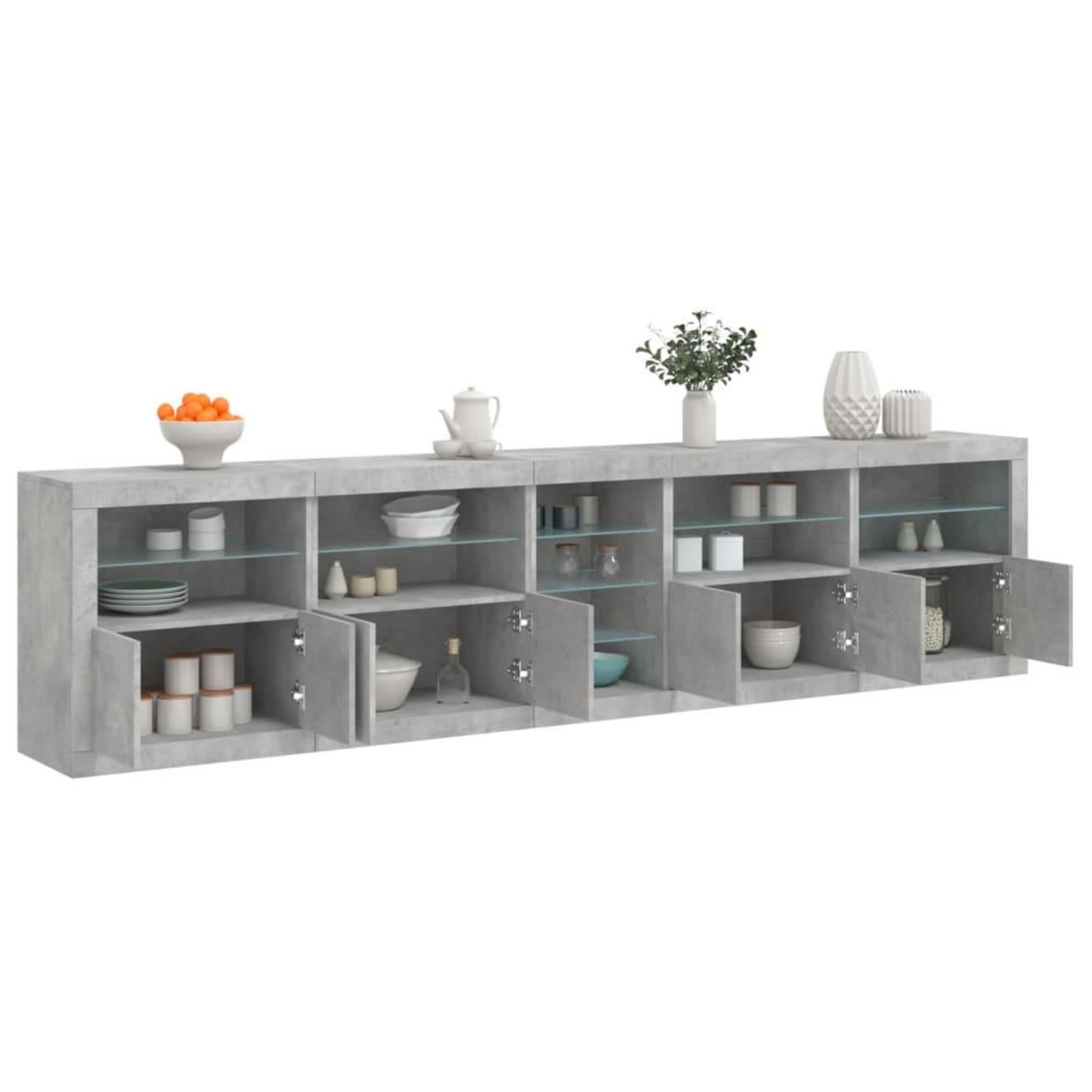VIDAXL Buffet avec lumieres LED gris beton 283x37x67 cm