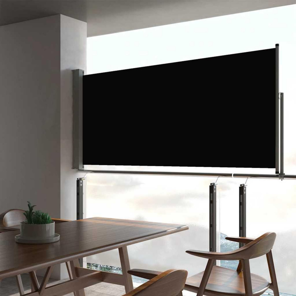 VIDAXL Auvent lateral retractable de patio 60x300 cm Noir