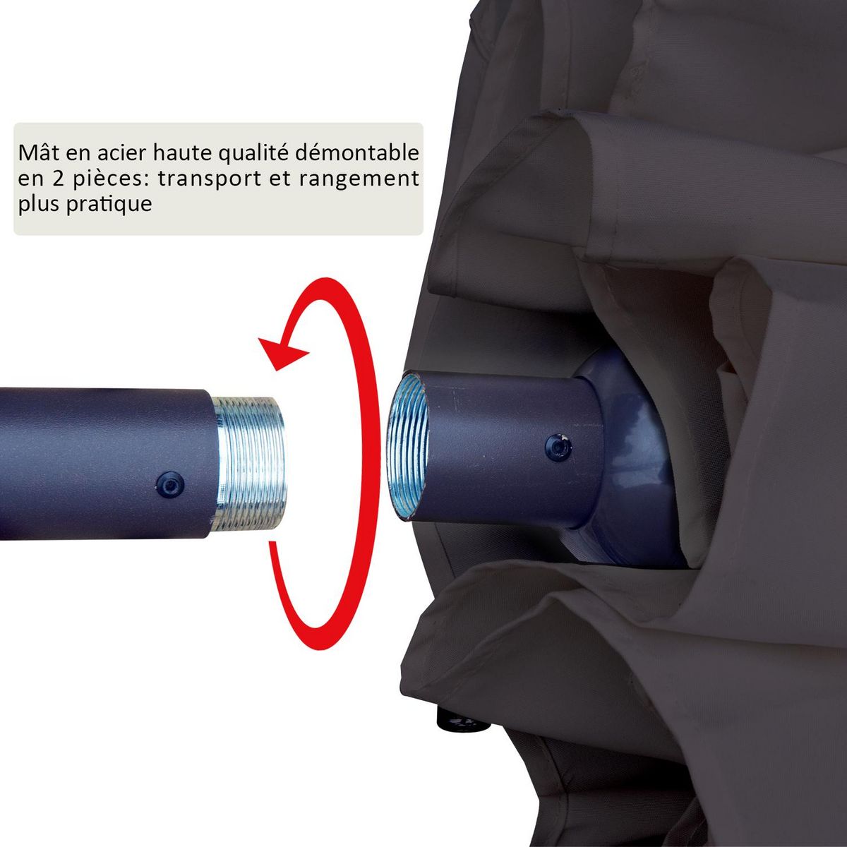 OUTSUNNY Parasol de jardin XXL parasol grande taille 4,6L x 2,7l x 2,4H m ouverture fermeture manivelle acier polyester haute densité gris