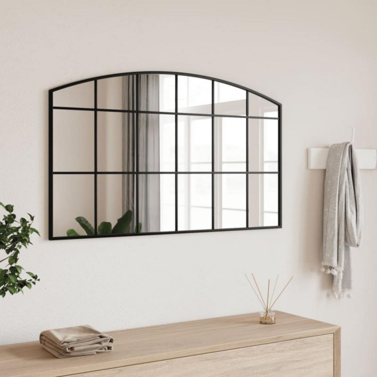 VIDAXL Miroir mural noir 100x60 cm arche fer