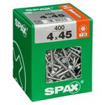 CENTRALE BRICO Lot de 400 vis acier tête fraisée torx SPAX, Diam.4 mm x L.45 mm