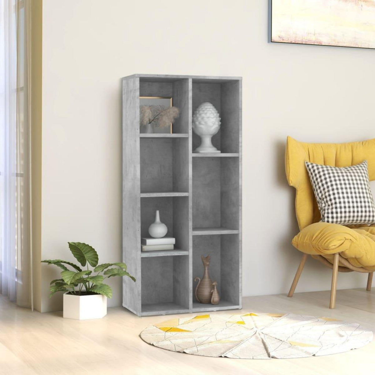 VIDAXL Bibliotheque Gris beton 50x25x106 cm Bois d'ingenierie