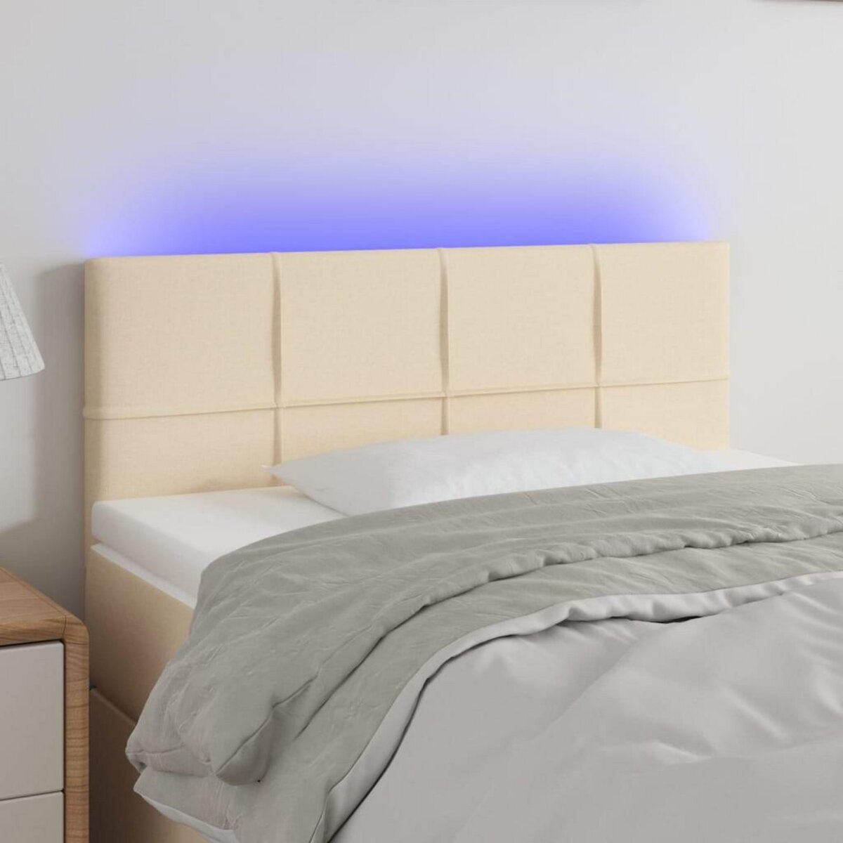 VIDAXL Tete de lit a LED Creme 80x5x78/88 cm Tissu