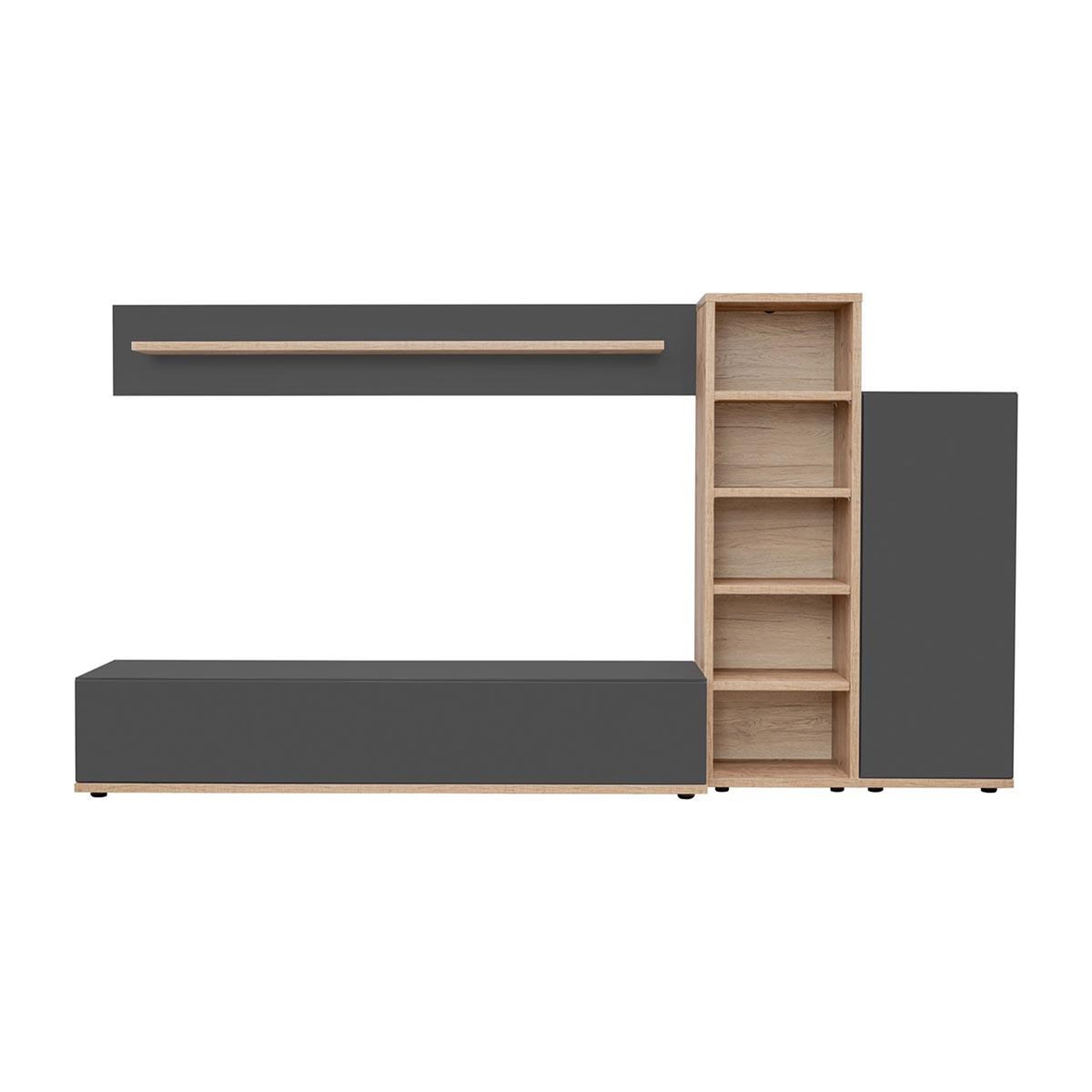 Voir la diapositive 2 : Paris Prix Ensemble meuble tv design  skill  240cm anthracite & naturel