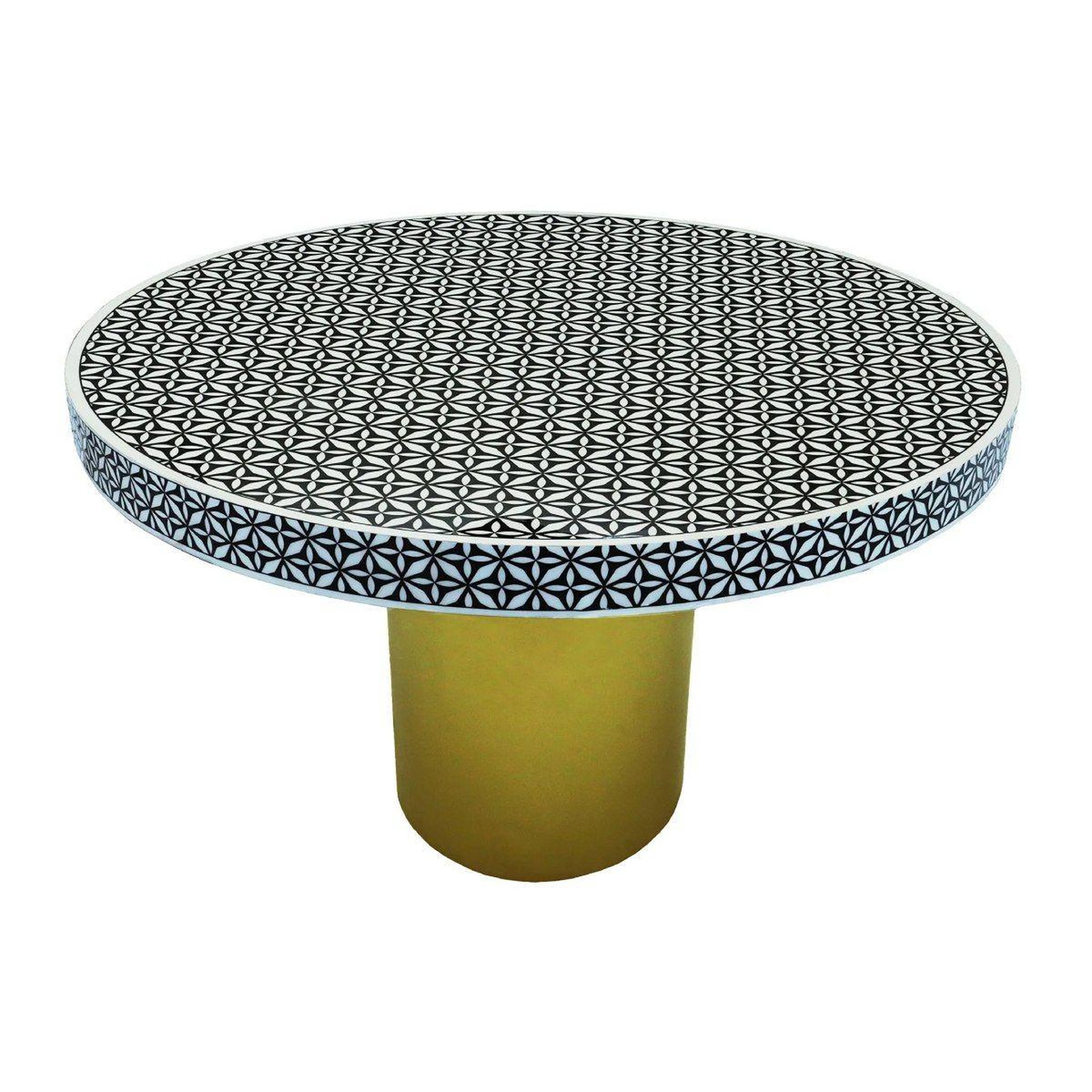 Voir la diapositive 1 : Paris Prix Table à Manger Design  Géométrique  100cm Blanc & Noir