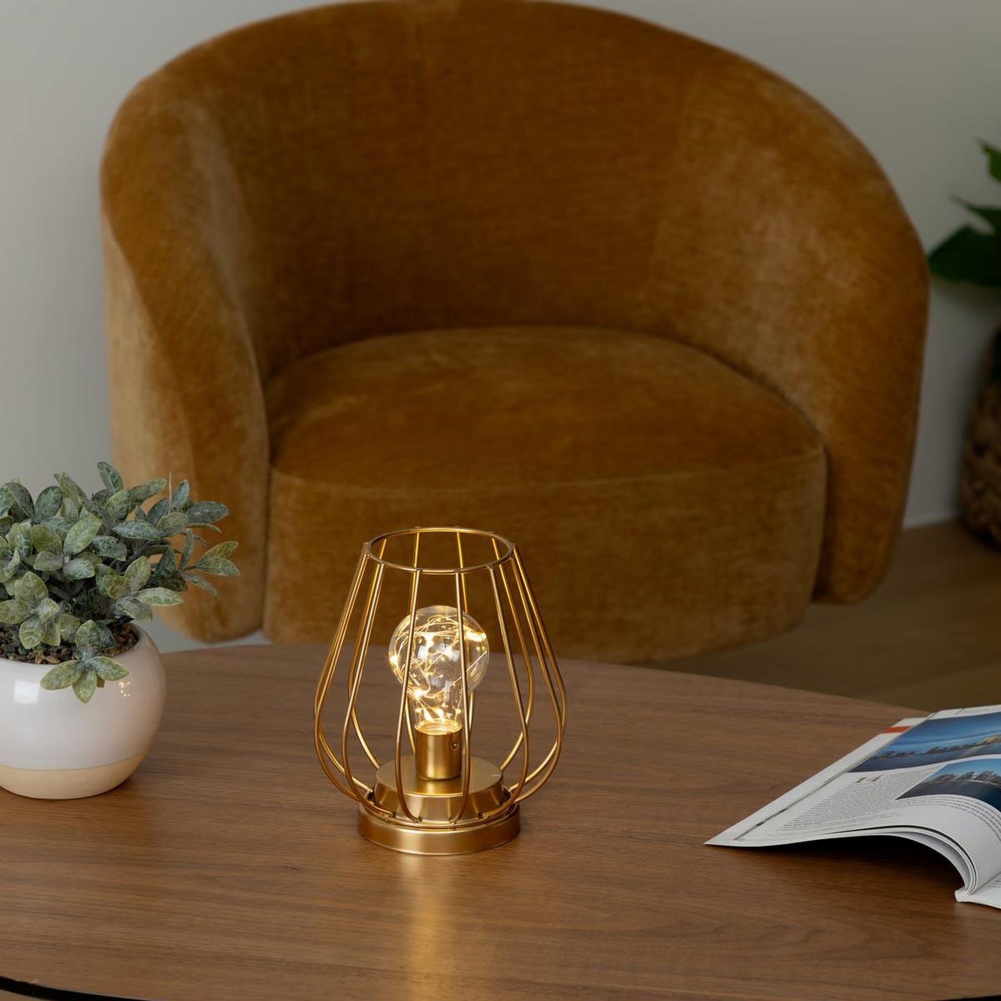 Voir la diapositive 2 : ATMOSPHERA Lampe à poser en métal microled  luz  17cm or
