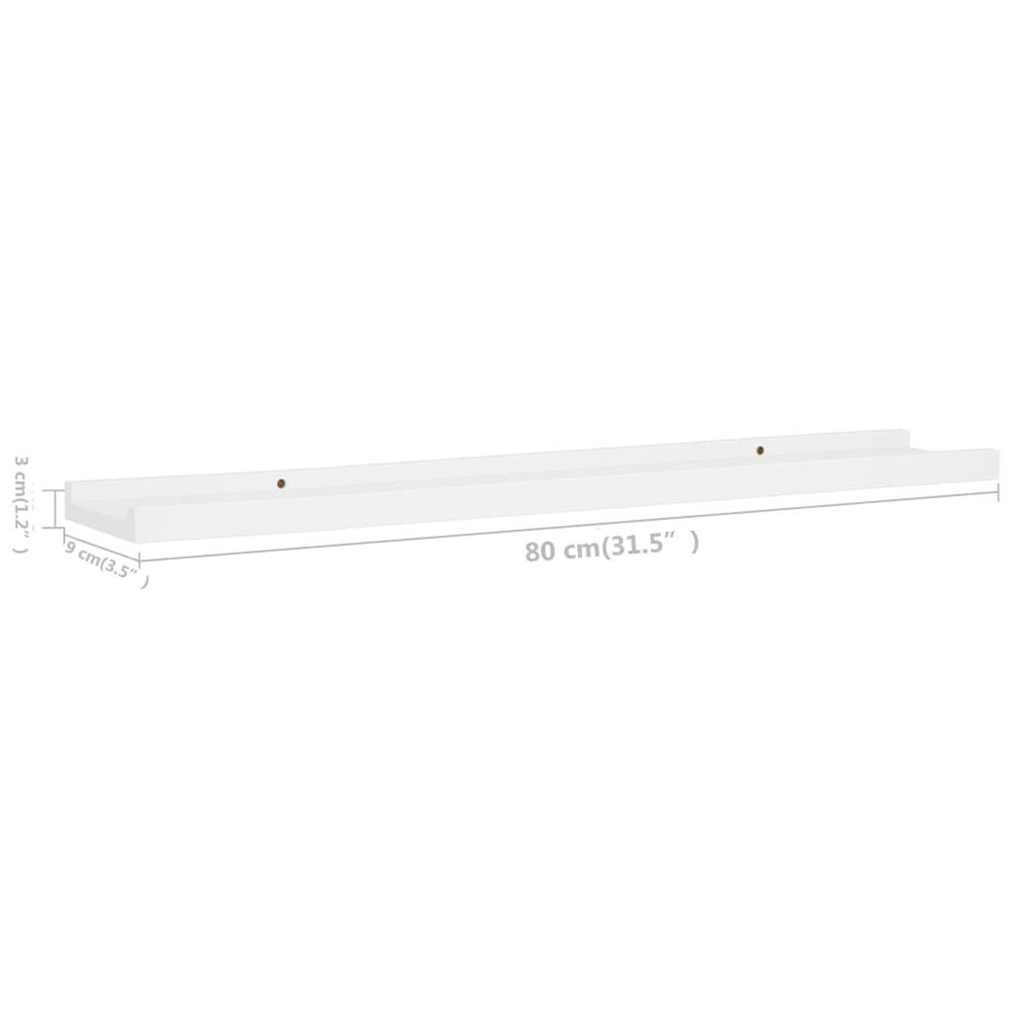 Voir la diapositive 6 : VIDAXL Etageres a rebord pour cadre photo 2 pcs Blanc 80x9x3 cm MDF