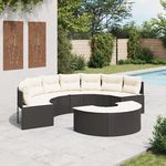 VIDAXL Salon de jardin 2 pcs demi-rond noir resine tressee