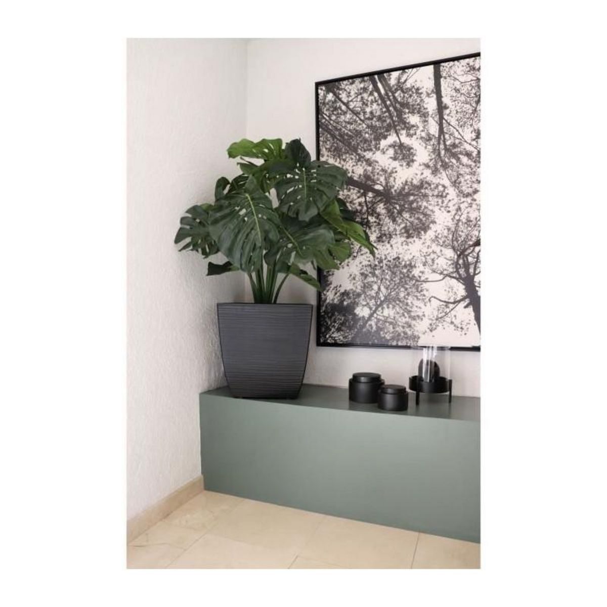 Eda Pot de fleur Stone Diva carré avec bac amovible 43,5 x 44,2 cm- Eda