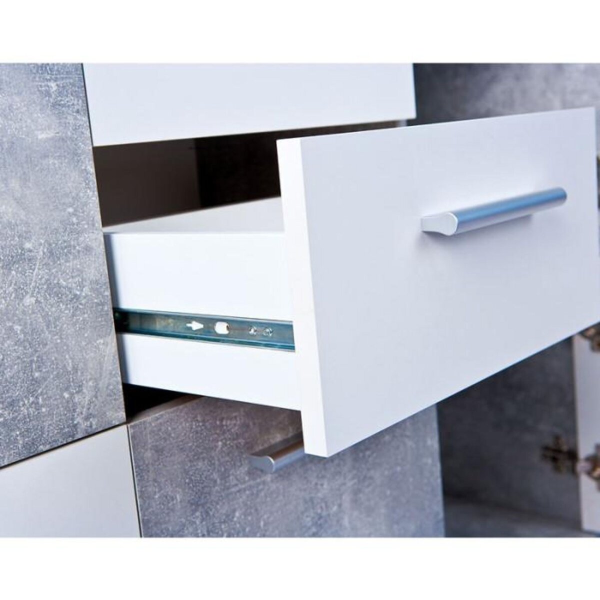 Paris Prix Commode Design 5 portes  Miller  Gris & Blanc