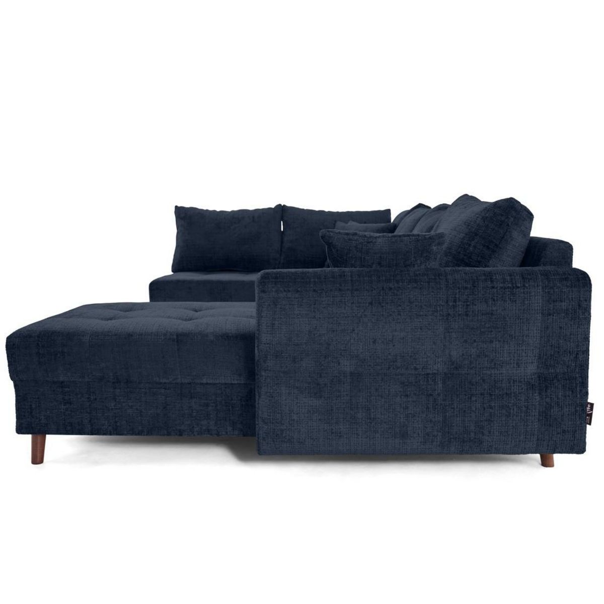 LISA DESIGN Rune - canapé panoramique d'angle gauche 7 places en velours texturé