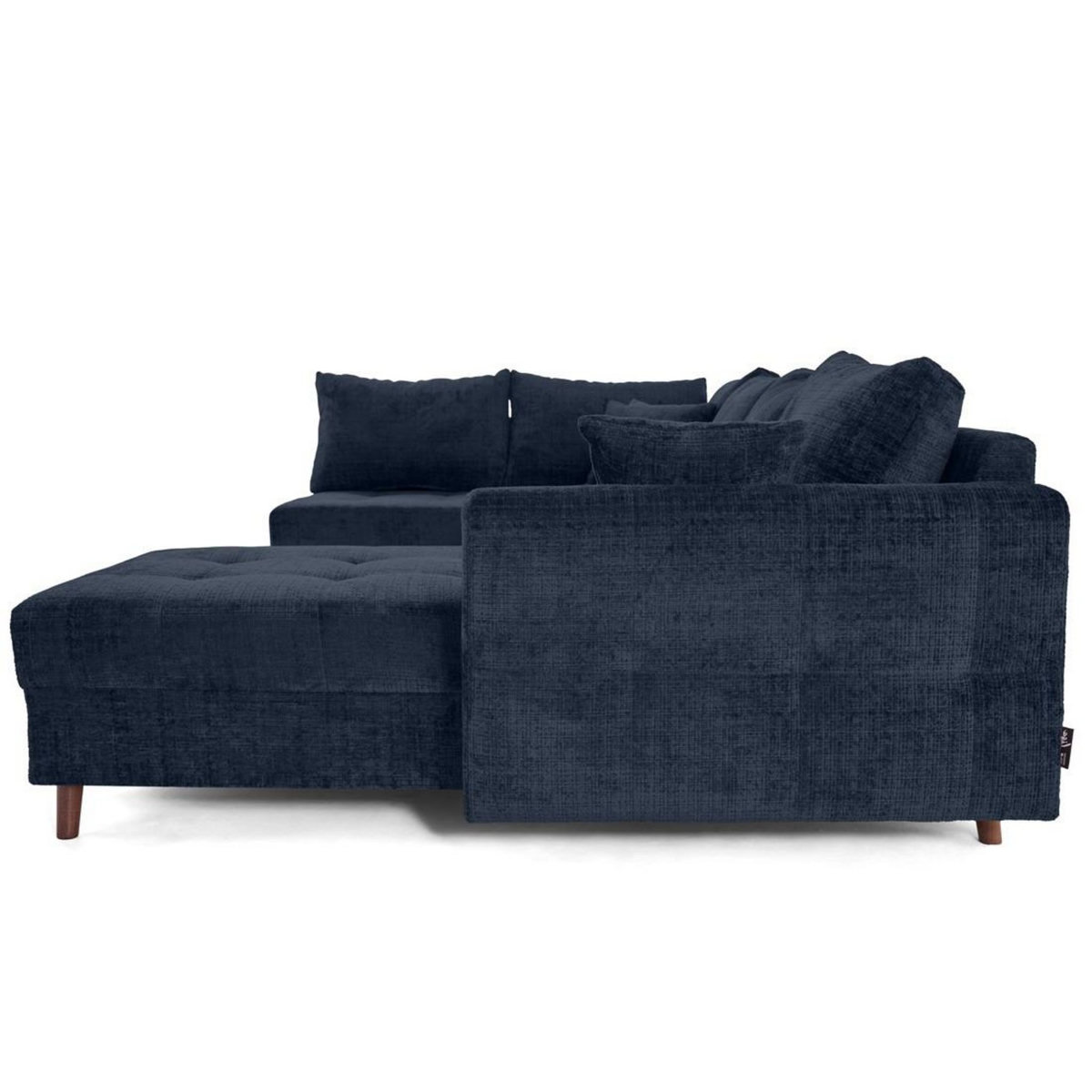 LISA DESIGN Rune - canapé panoramique d'angle gauche 7 places en velours texturé