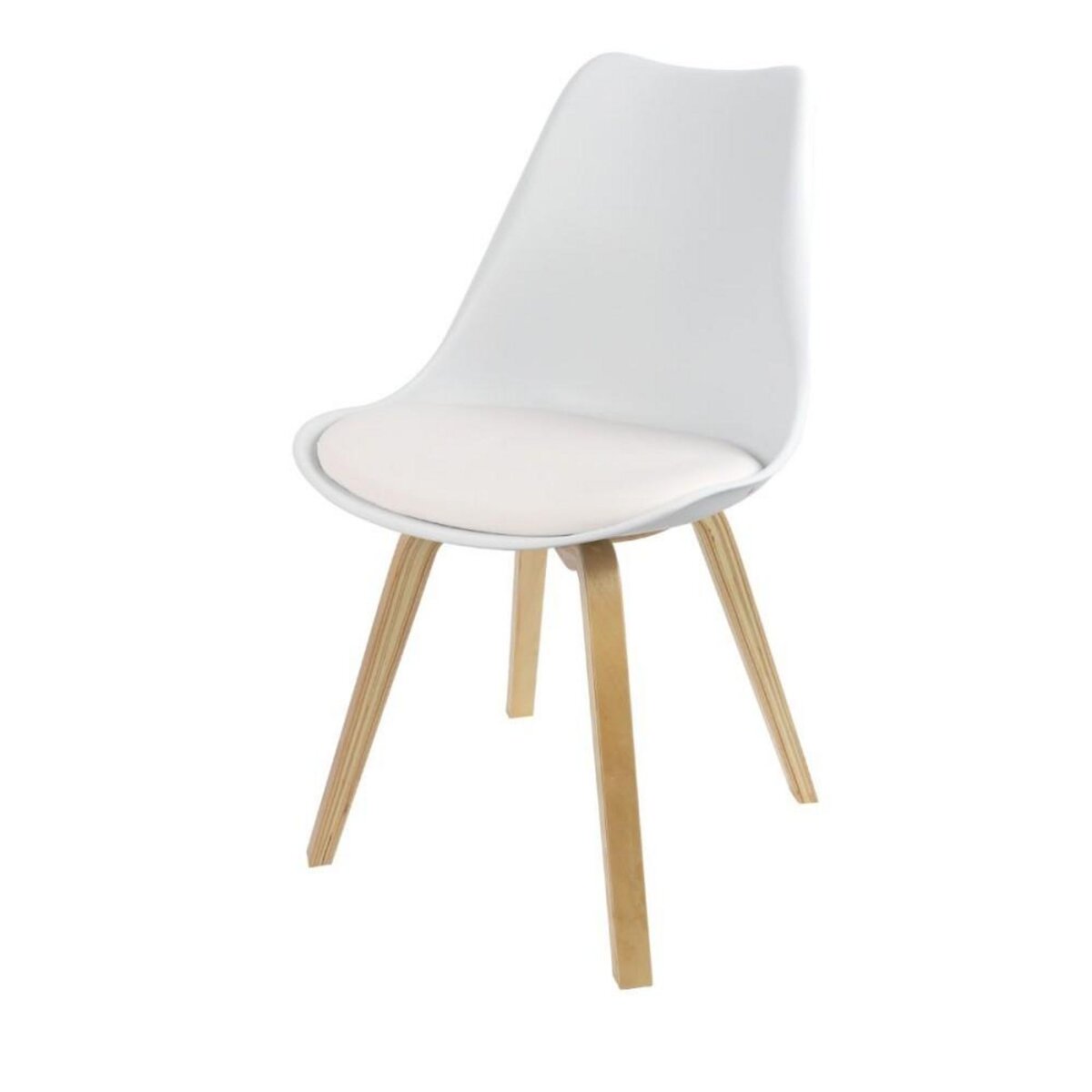 FORNORD Chaise scandinave blanche avec coussin