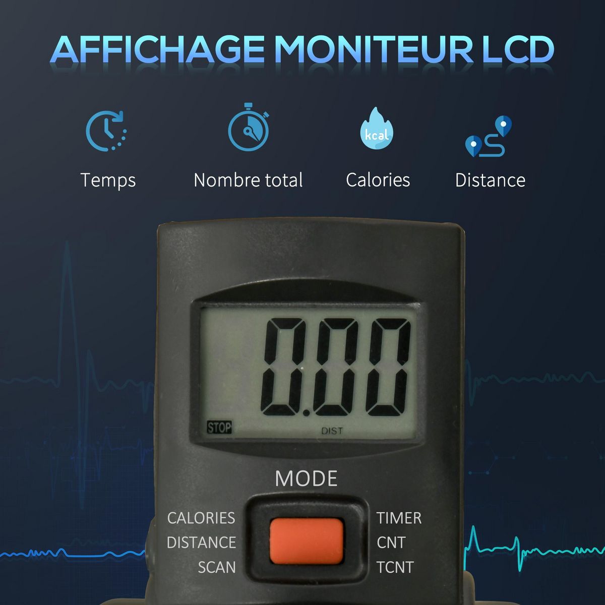 HOMCOM Mini vélo d'appartement mini bike résistance hauteur longueur réglable écran LCD multifonction rouge noir