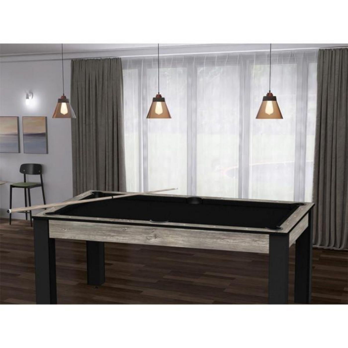 Paris Prix Table de Billard Convertible  Ohio  185cm Noir & Gris