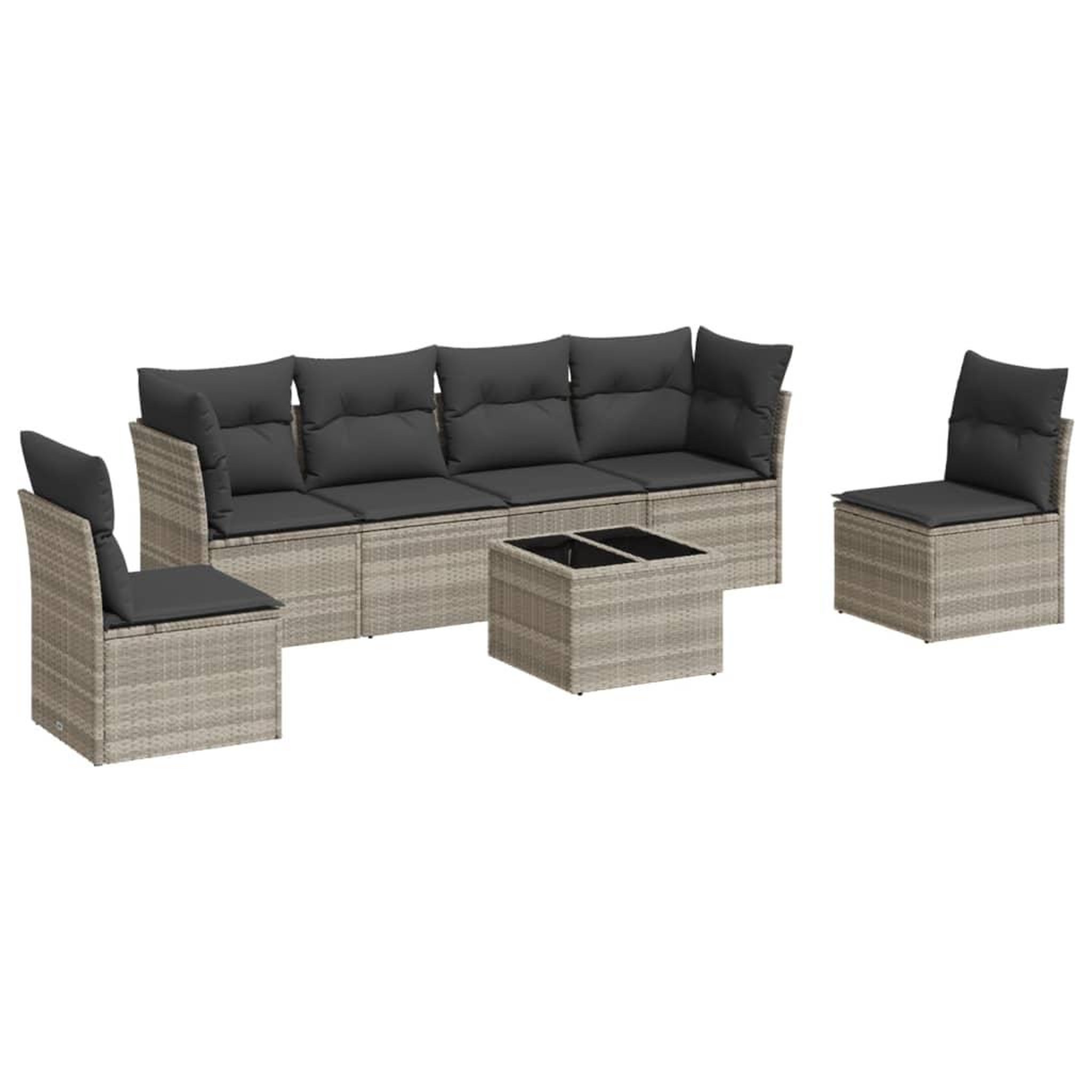 Voir la diapositive 2 : VIDAXL Salon de jardin avec coussins 7 pcs gris clair resine tressee