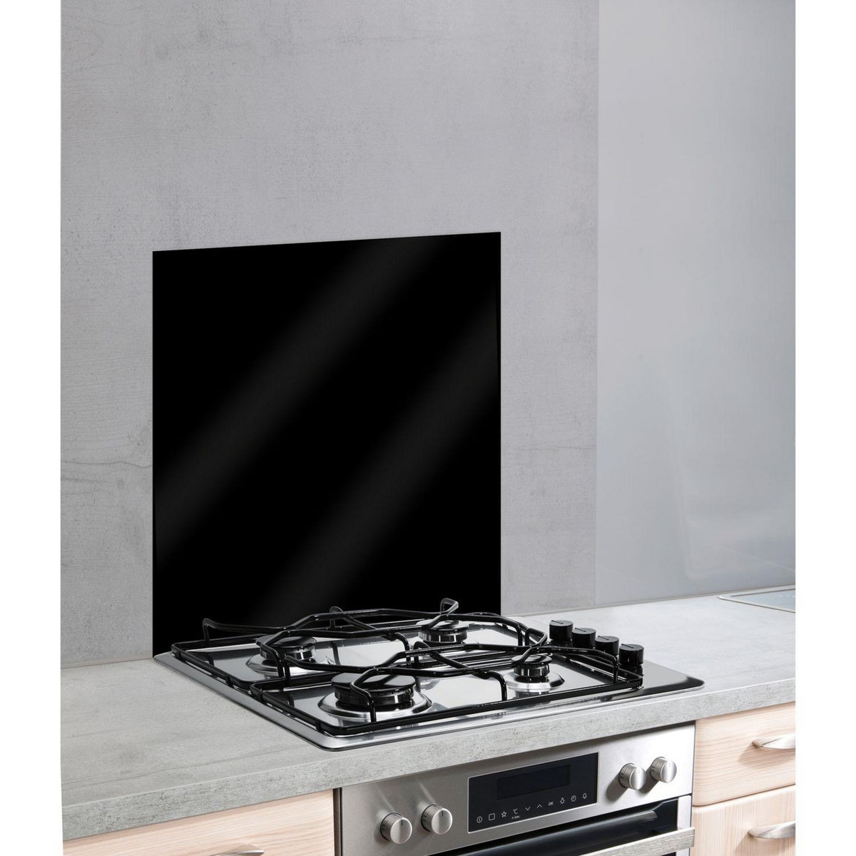 Wenko Fond de hotte en verre trempé - L. 60 x H. 70 cm - Noir