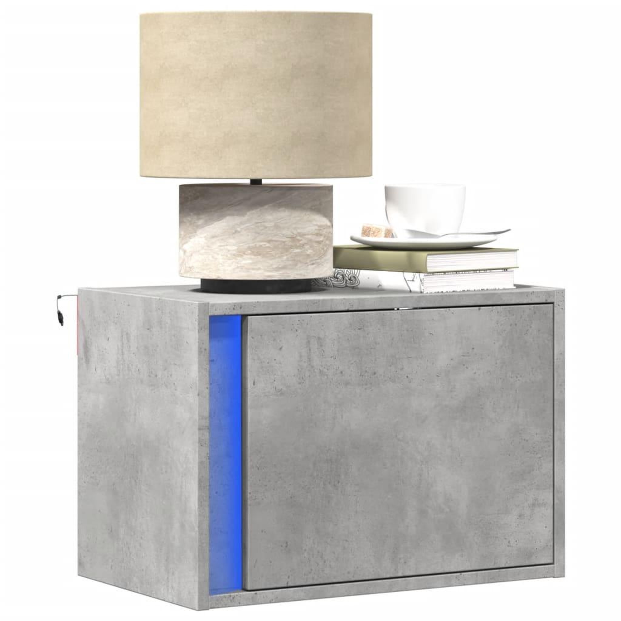 VIDAXL Table de chevet murale avec lumieres LED gris beton