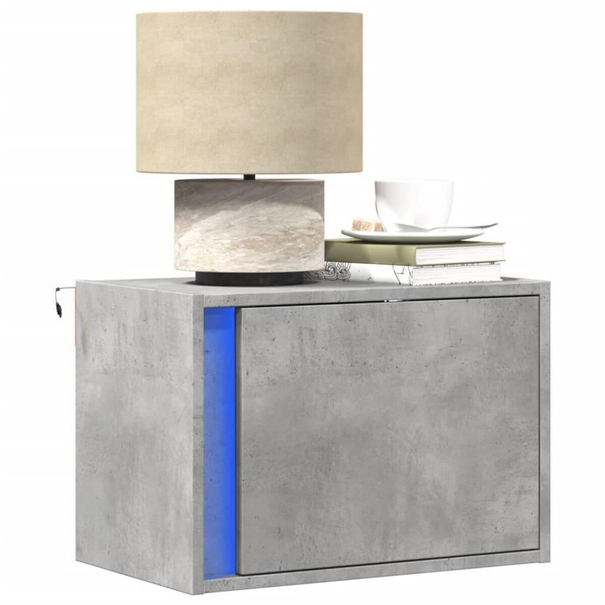 VIDAXL Table de chevet murale avec lumieres LED gris beton