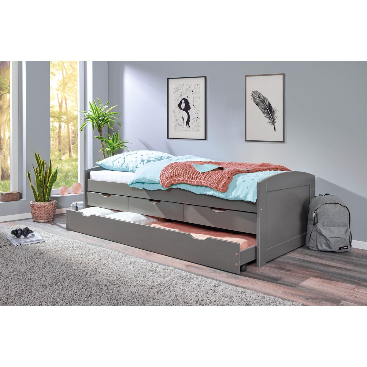 Lit gigogne 2 couchages 90x200 cm + 3 tiroirs ULLI