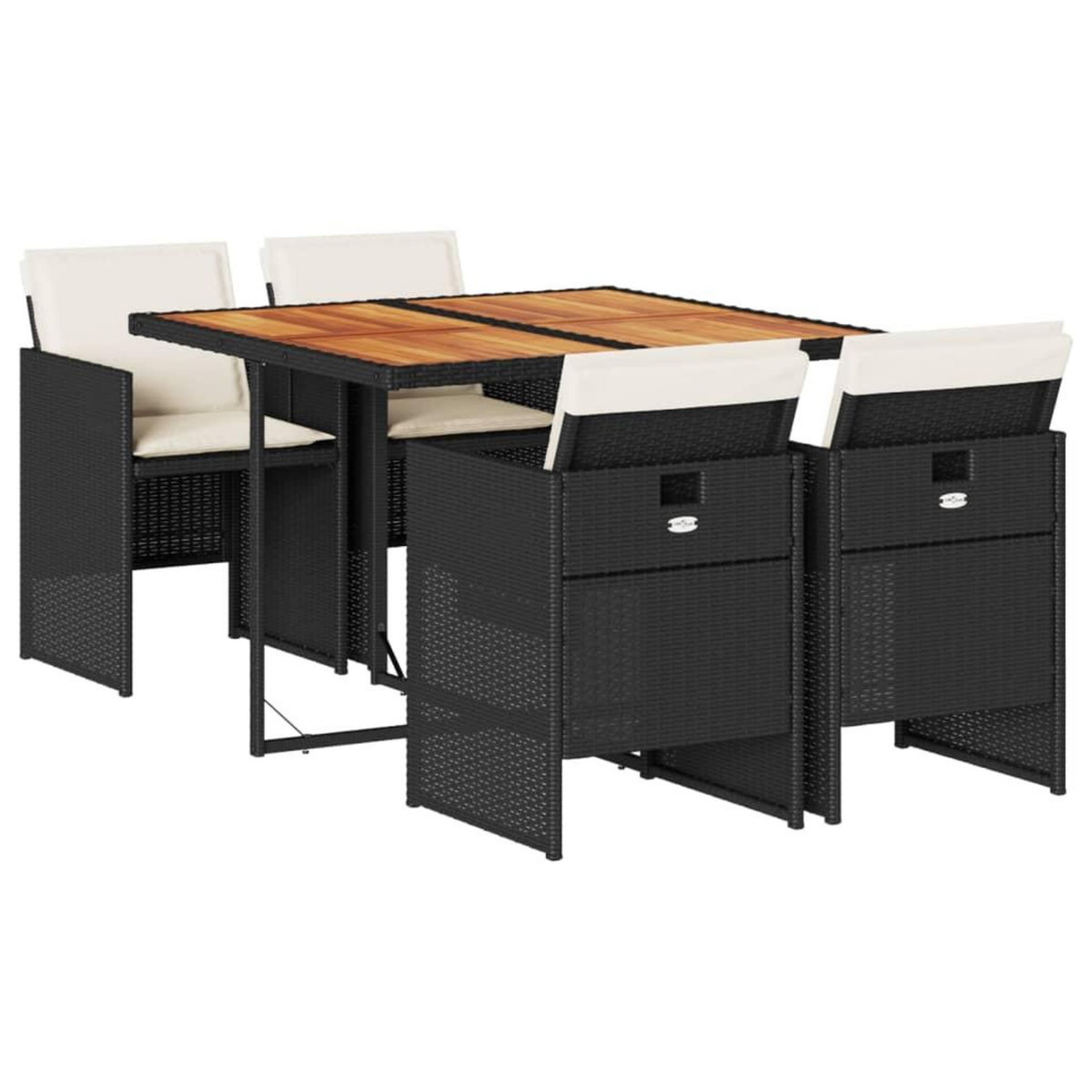 VIDAXL Ensemble a manger de jardin coussins 5pcs Noir Resine tressee