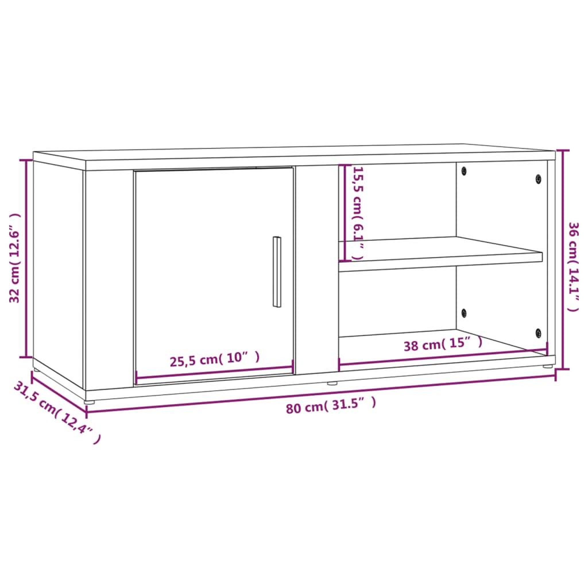 Voir la diapositive 6 : VIDAXL Meubles TV 2 pcs Sonoma gris 80x31,5x36 cm Bois d'ingenierie