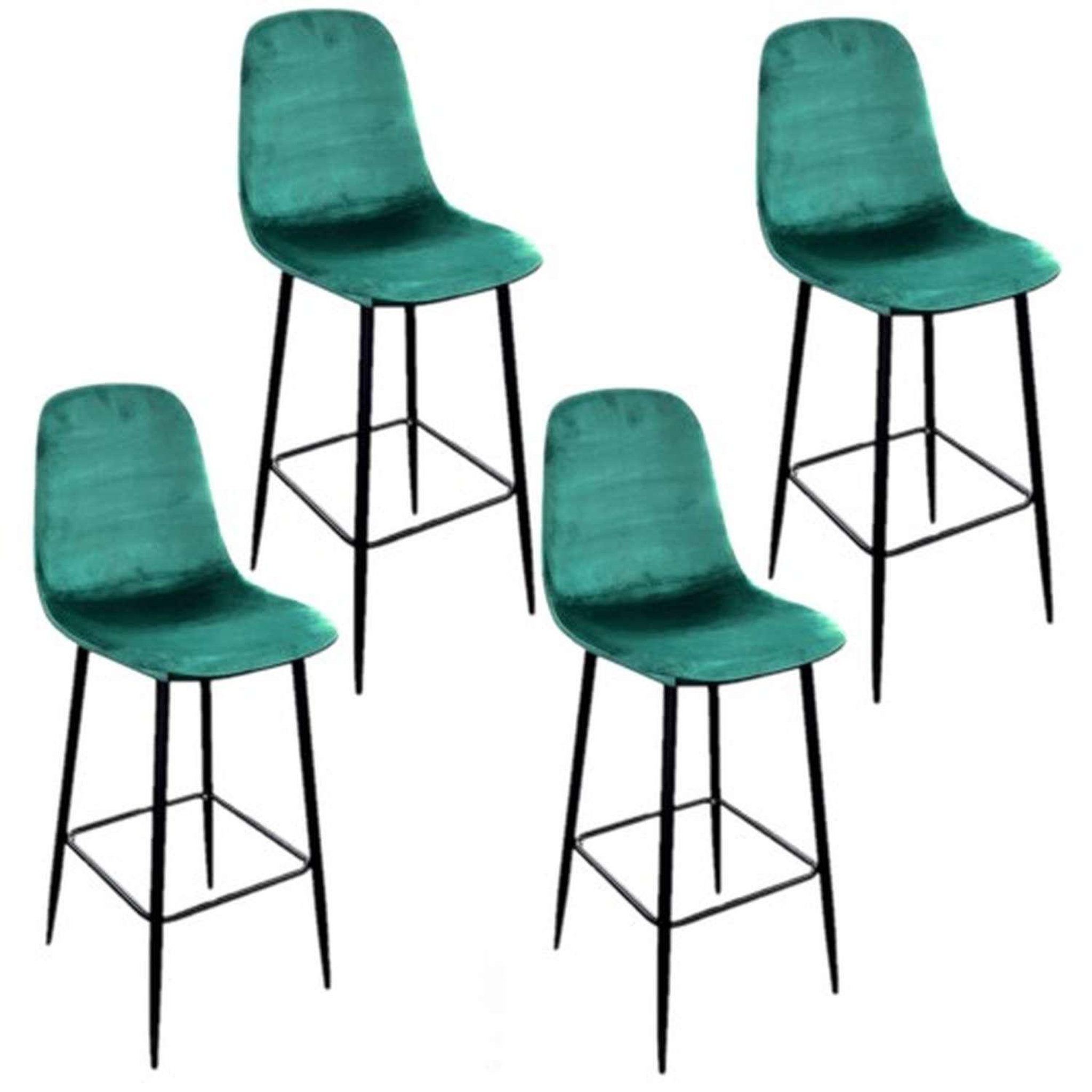 Voir la diapositive 1 : TOILINUX Lot de 4 Tabourets de bar en velours vintage Inoui