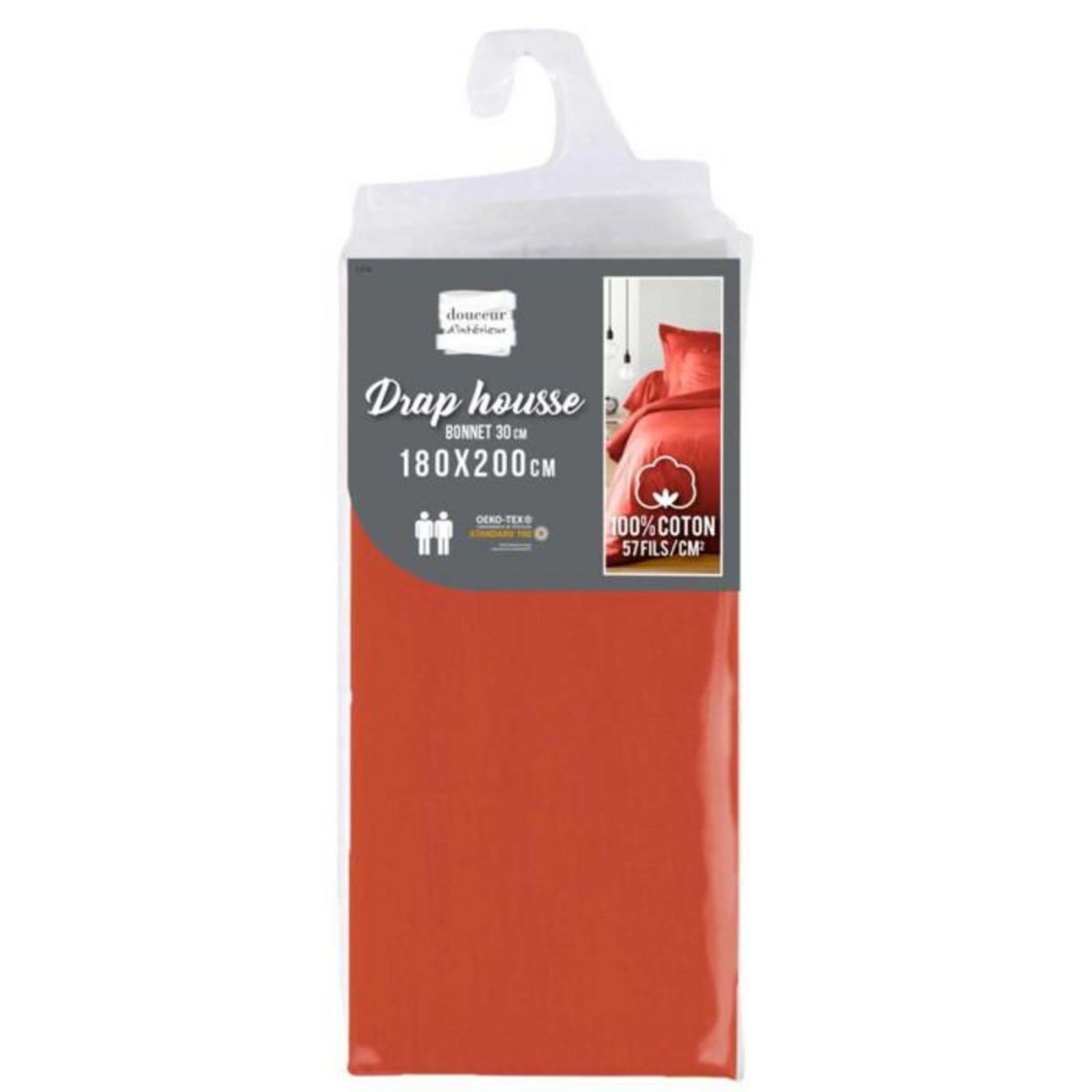 Paris Prix Drap Housse  Lina  180x200cm Paprika