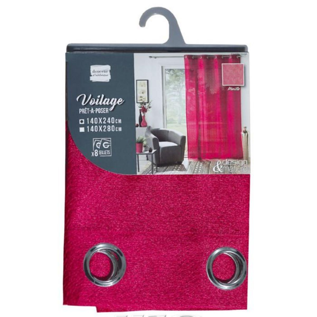 Paris Prix Rideau Voilage à Œillets  Castille  140x240cm Rouge