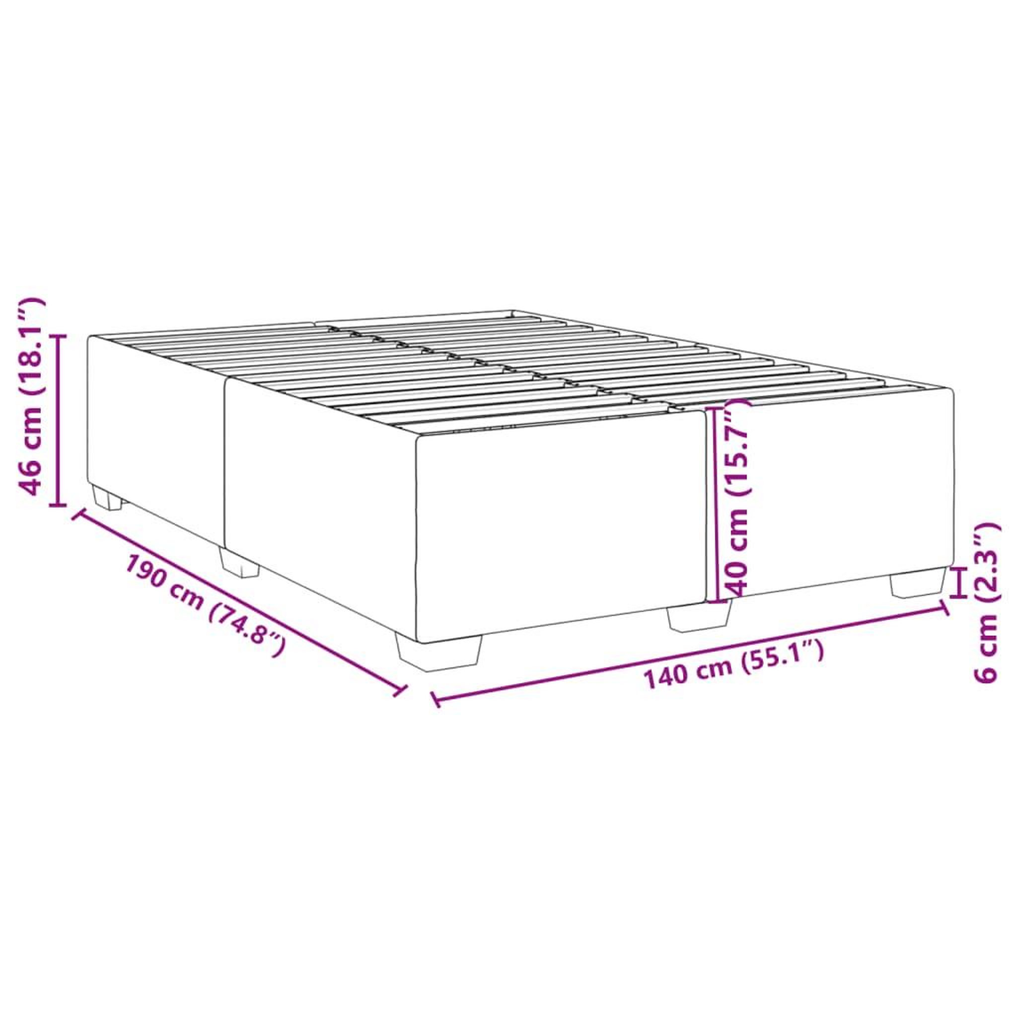 Voir la diapositive 6 : VIDAXL Cadre de lit sans matelas bleu 140x190 cm velours