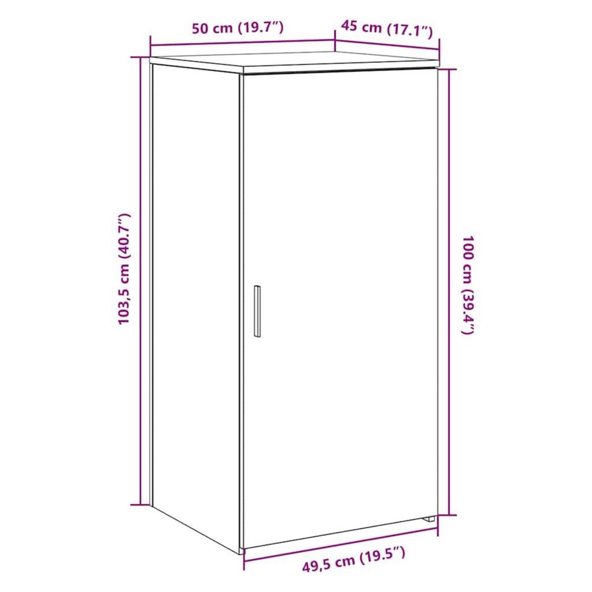 VIDAXL Armoire de rangement gris beton 50x45x103,5cm bois d'ingenierie