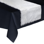 FEERIC LIGHT & CHRISTMAS Chemin de table Noël imitiation fourrure Fantasy - L. 150 x l. 45 cm - Blanc à paillettes argents