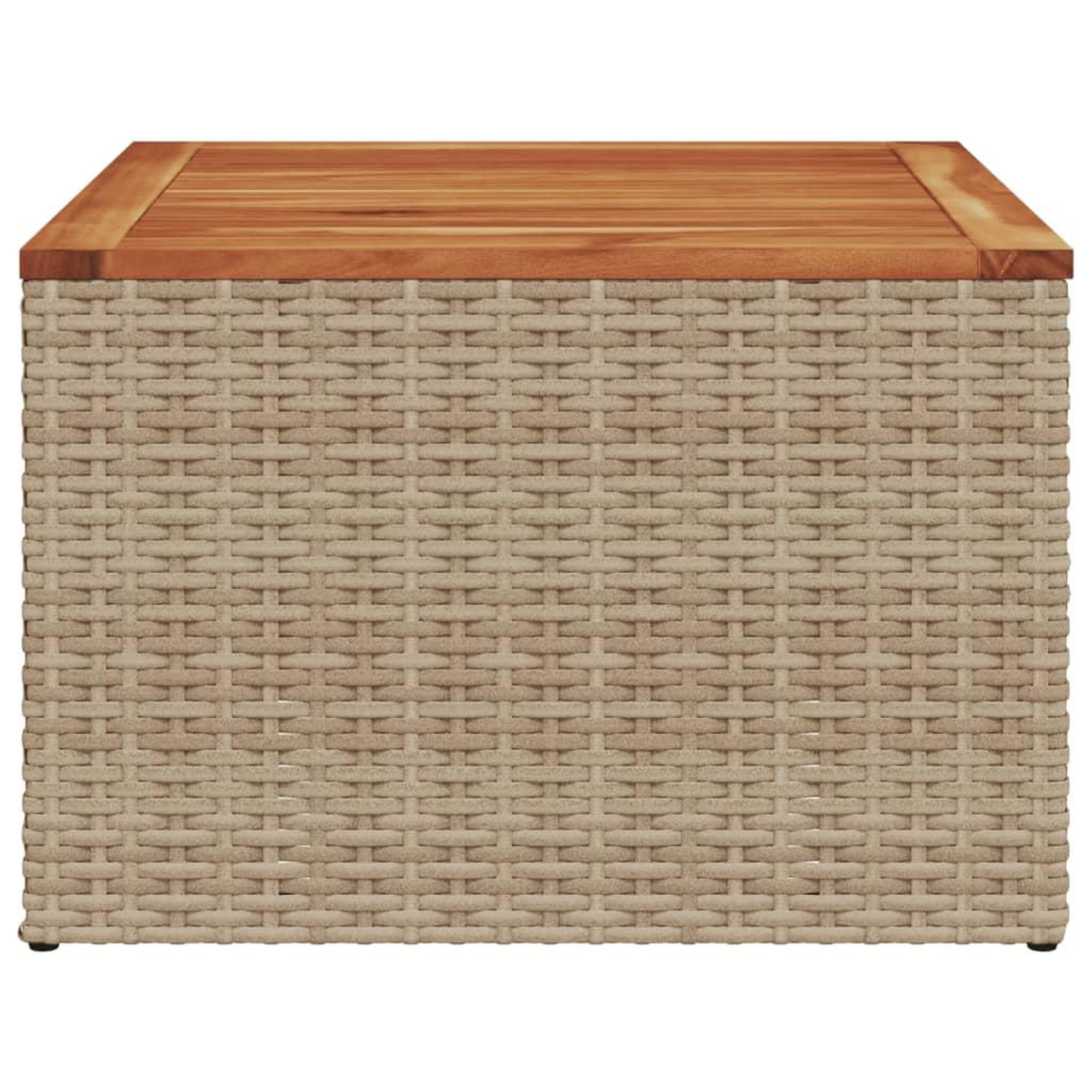 Voir la diapositive 5 : VIDAXL Table de jardin beige 55x55x37 cm resine tressee et bois acacia