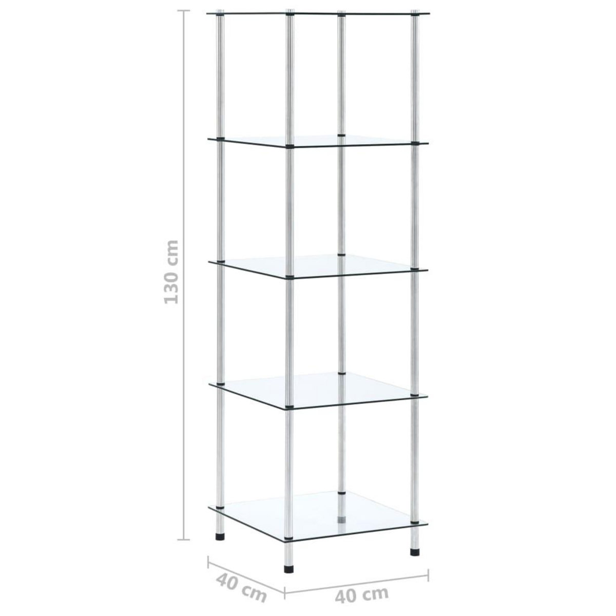 VIDAXL Etagere 5 niveaux Transparent 40x40x130 cm Verre trempe