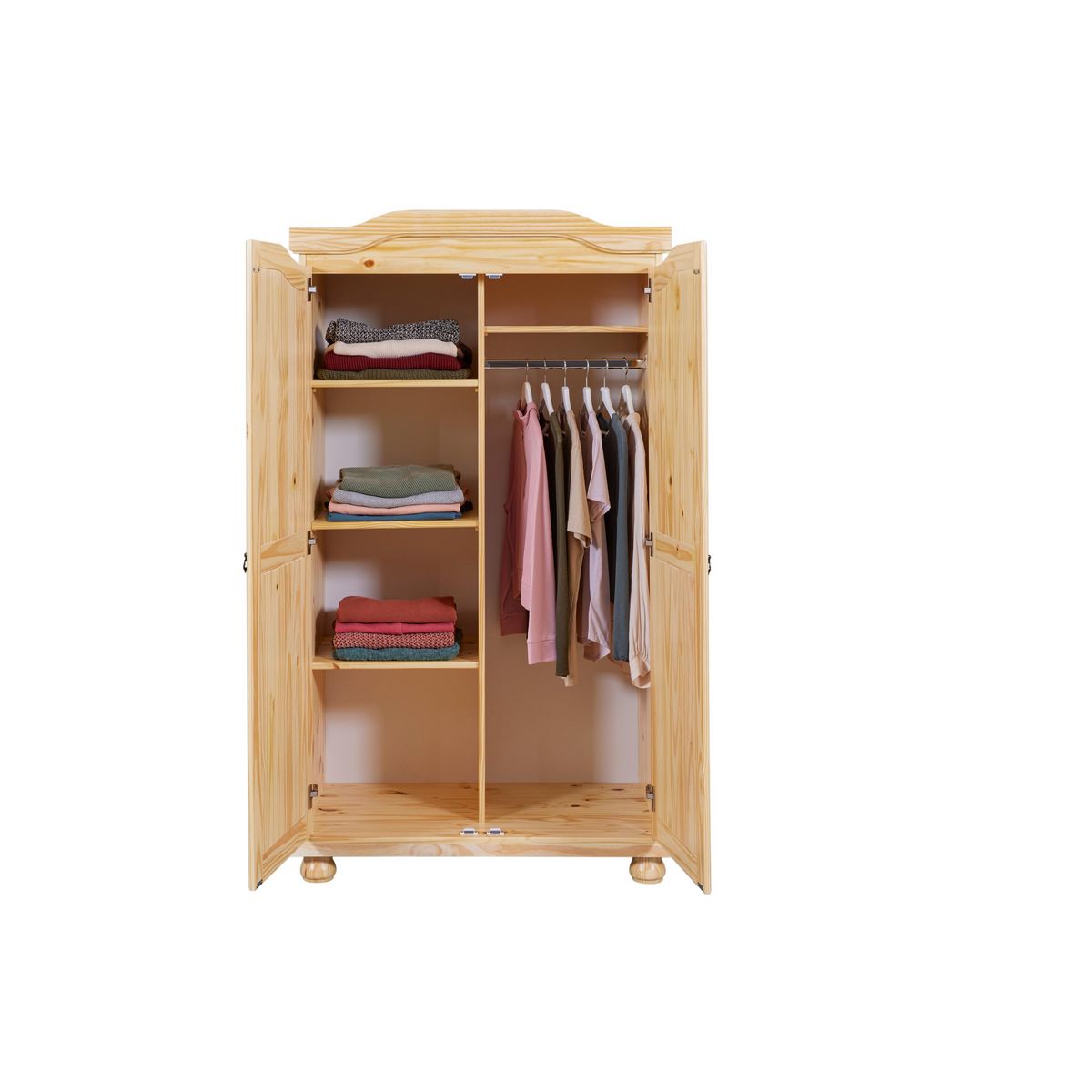 Armoire rustique en pin massif 2 portes  L104cm BASTIAN
