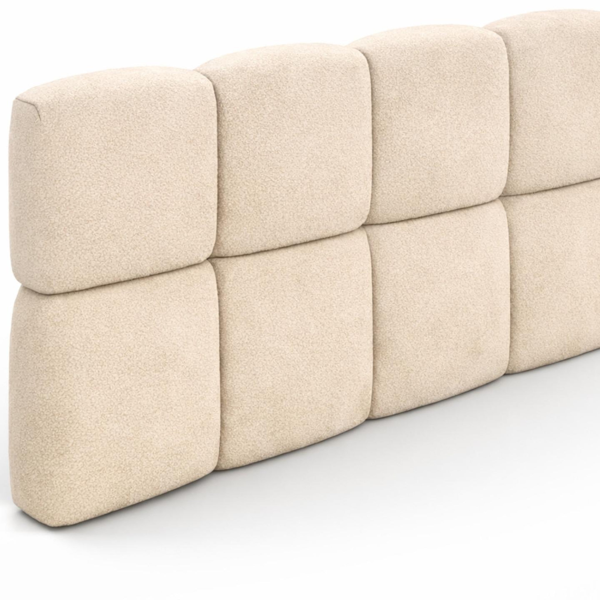 Voir la diapositive 5 : ID MARKET Tête de lit suspendue matelassée nuage velours beige 160 cm