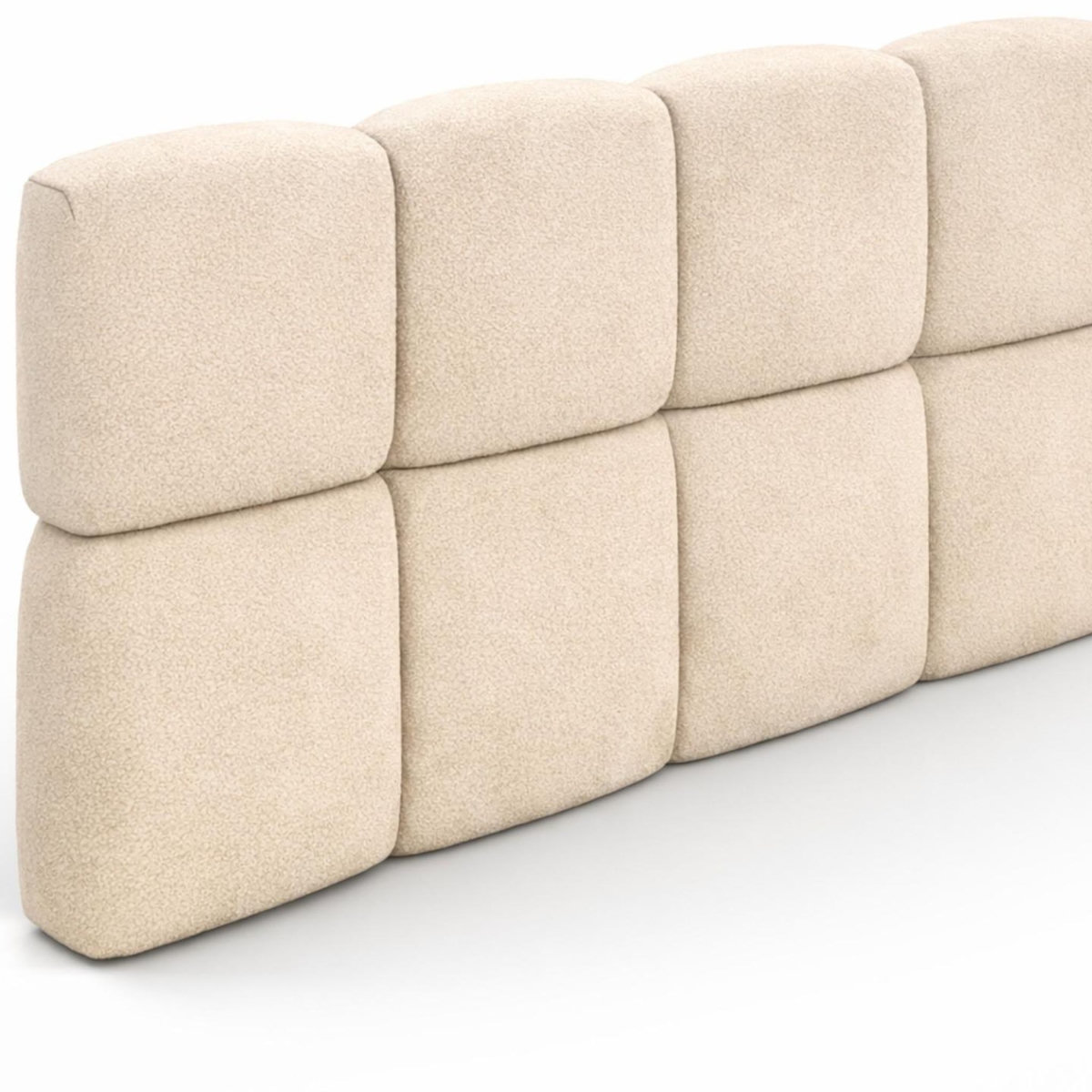ID MARKET Tête de lit suspendue matelassée NUAGE velours beige 160 cm