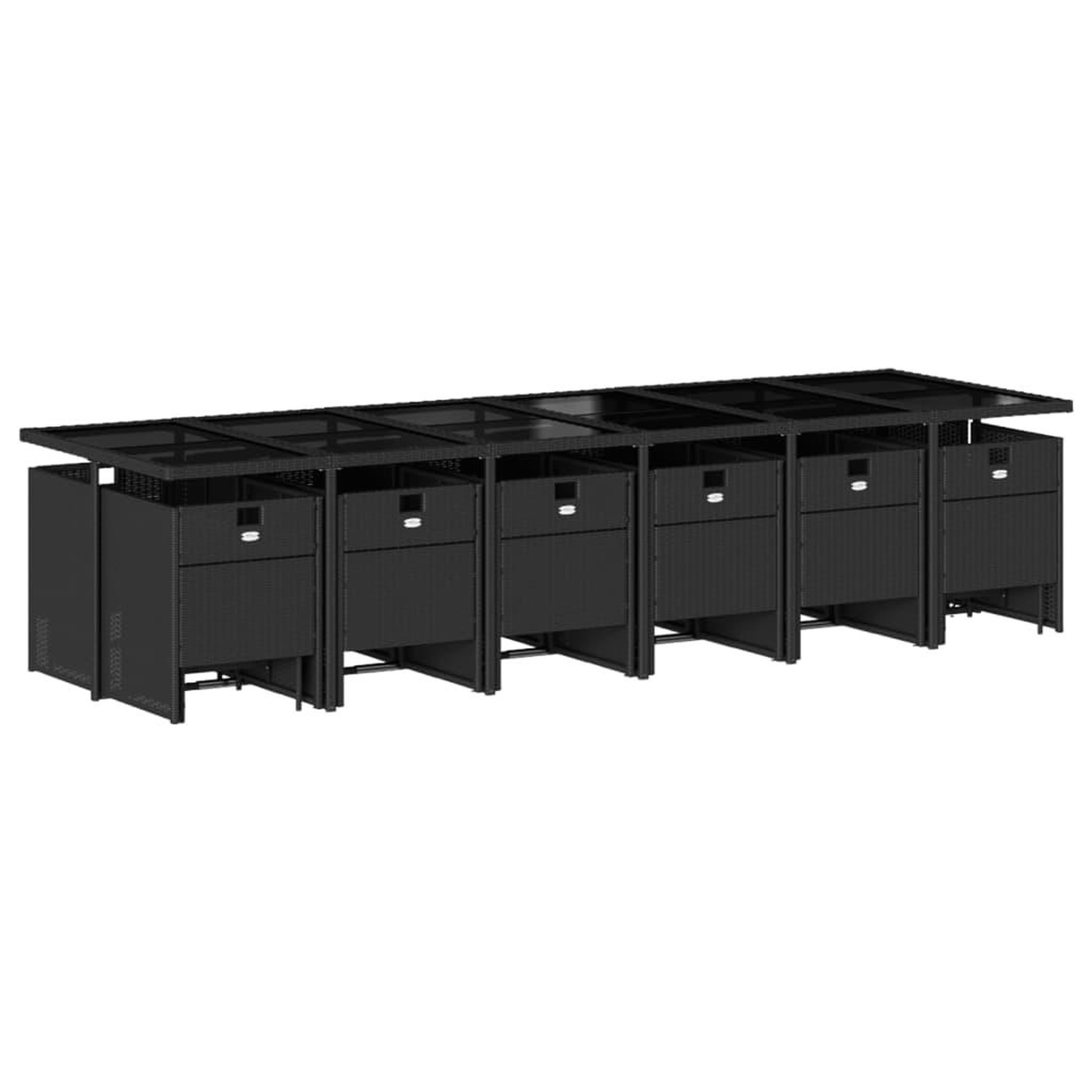 Voir la diapositive 3 : VIDAXL Ensemble a manger de jardin 17 pcs coussins noir resine tressee