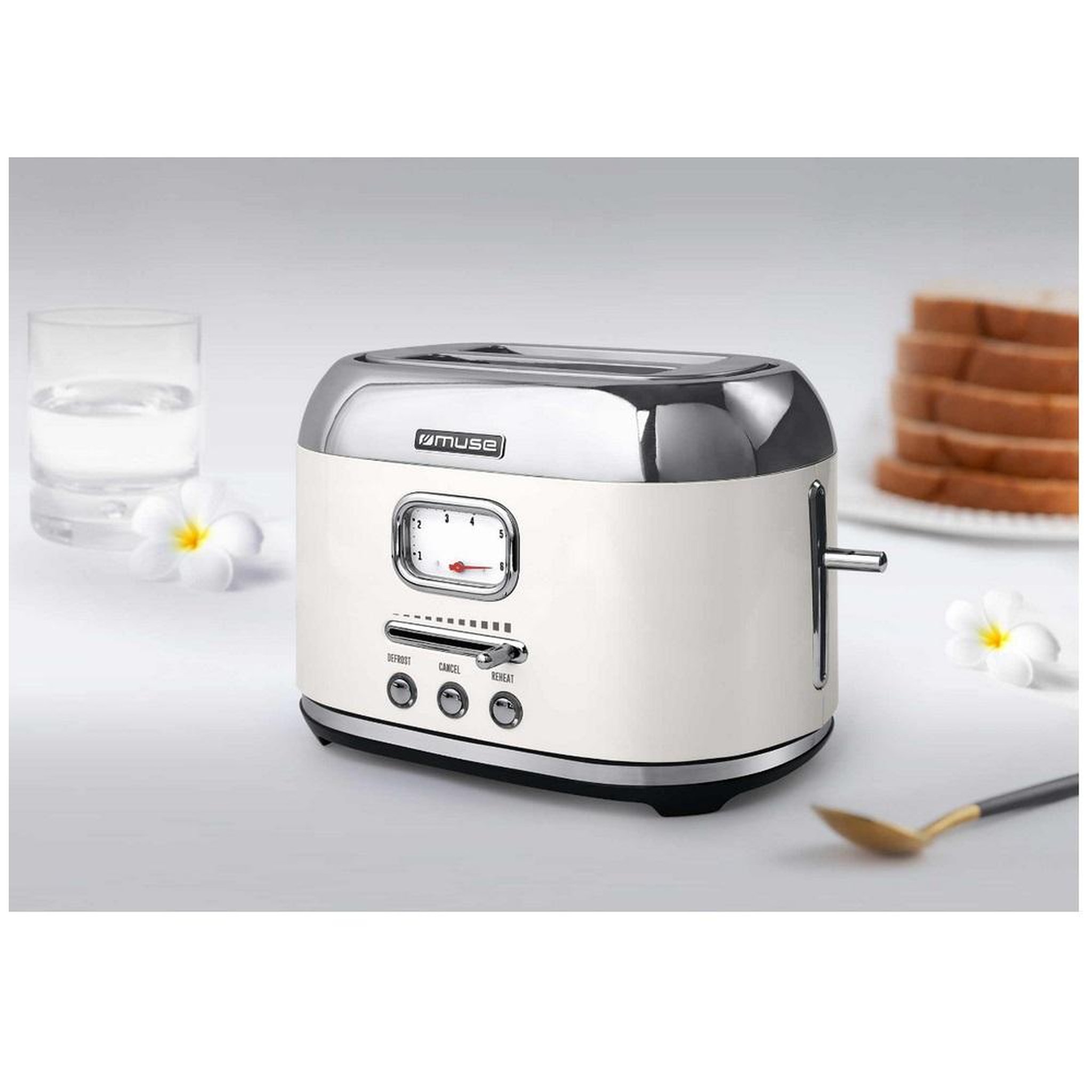 Voir la diapositive 3 : Muse Grille-pains 2 fentes 1000w blanc - ms-120sc