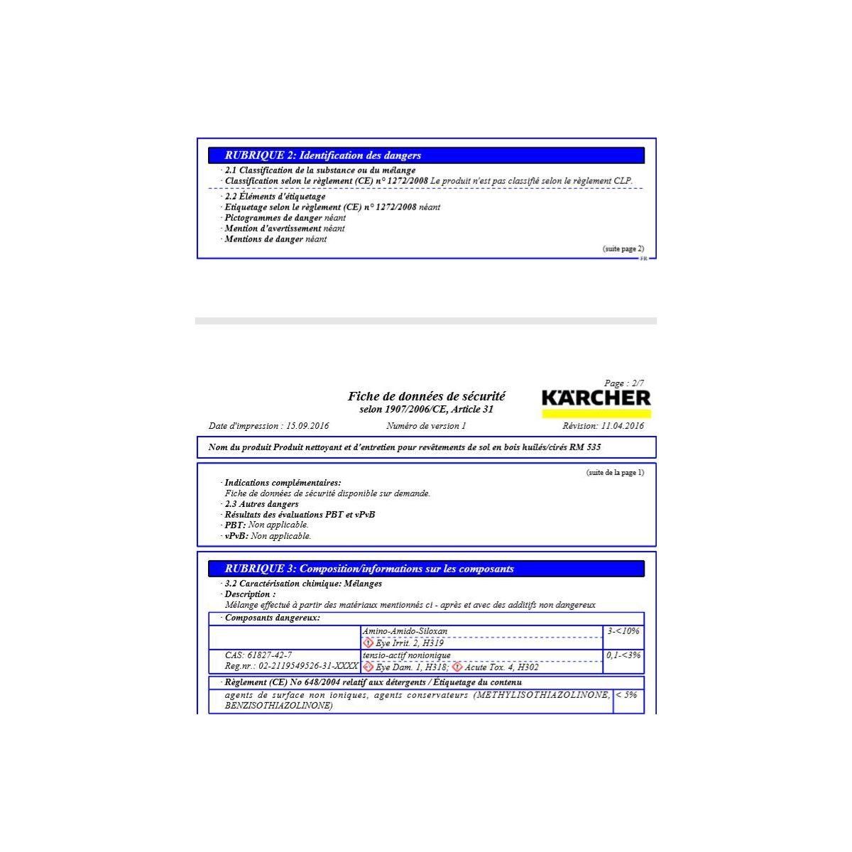 KARCHER Détergent Nettoyant parquets huilés ou cirés