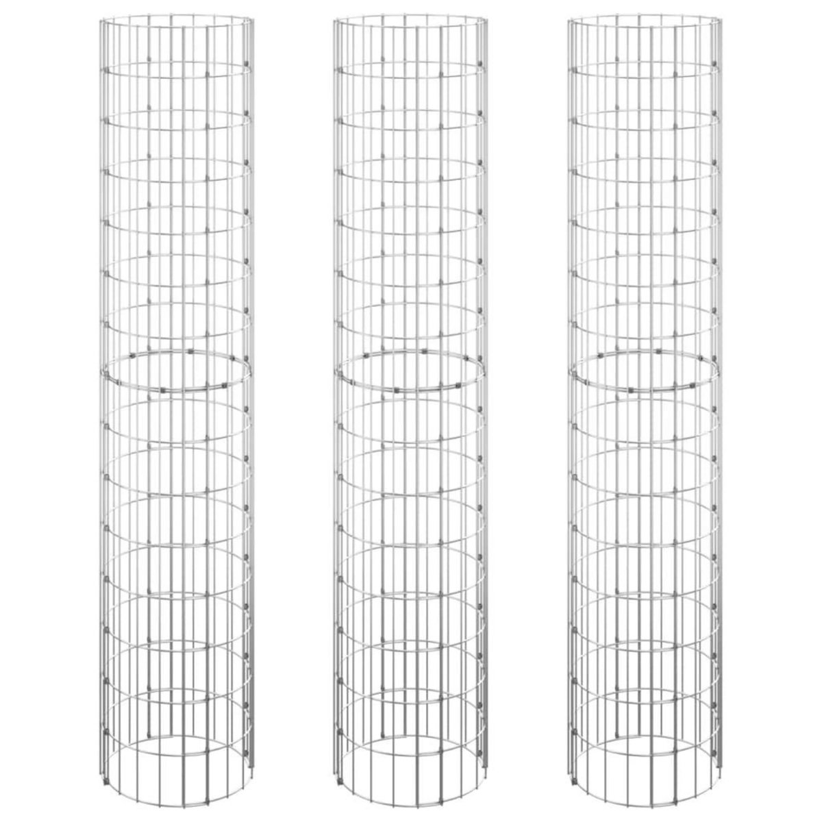 VIDAXL Lit sureleve a gabion circulaire 3pcs Acier galvanise Ø30x150cm