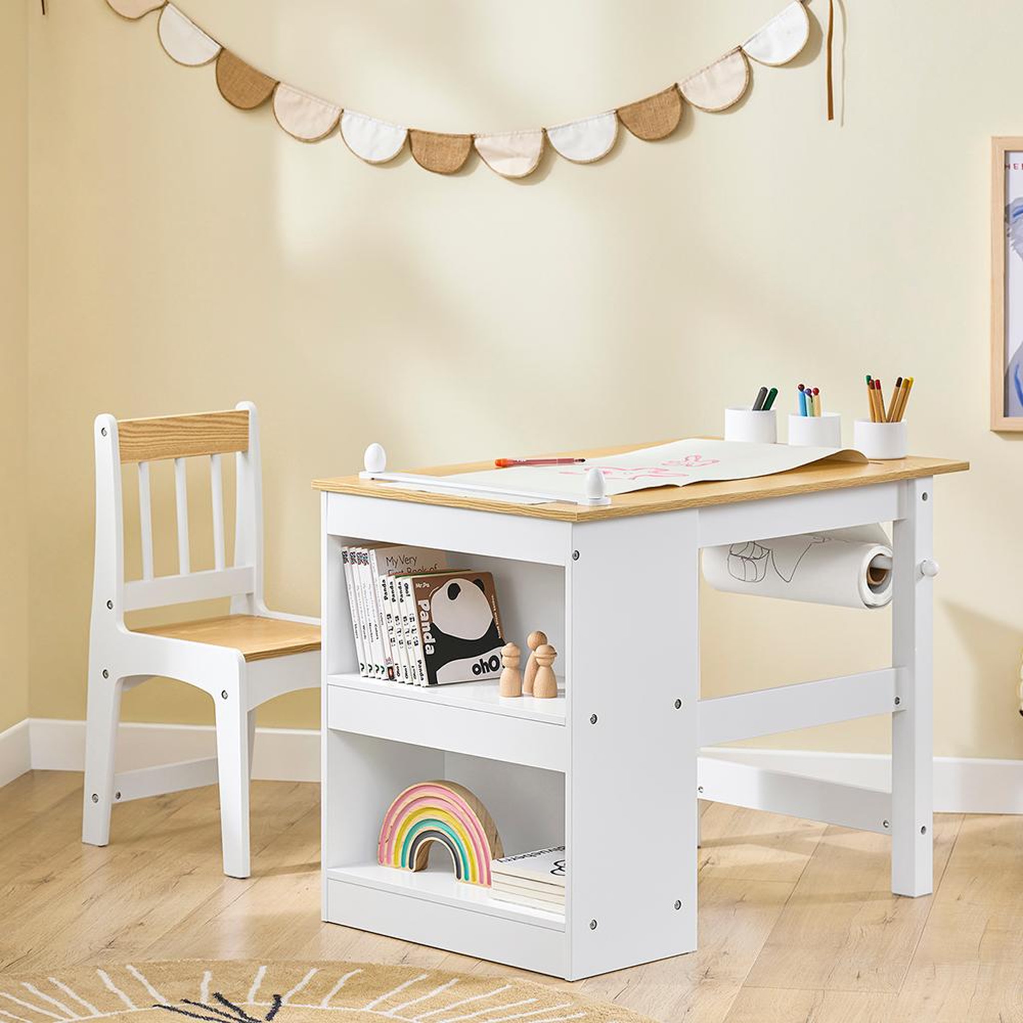 Voir la diapositive 4 : SOBUY SoBuy - Ensemble Table Et Chaise Enfant avec 2 étagères - Nordique - KMB60