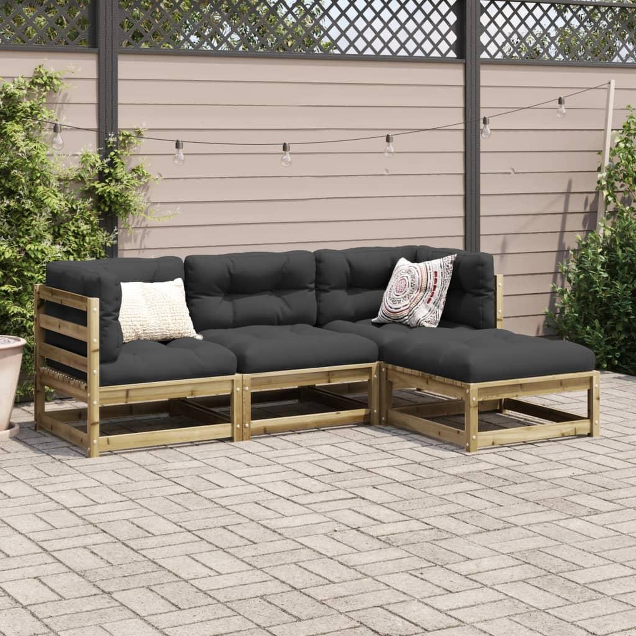 Voir la diapositive 3 : VIDAXL Salon de jardin 4 pcs bois de pin impregne