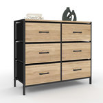 ID MARKET Commode 6 tiroirs en tissu UTAH 80 cm meuble de rangement design industriel