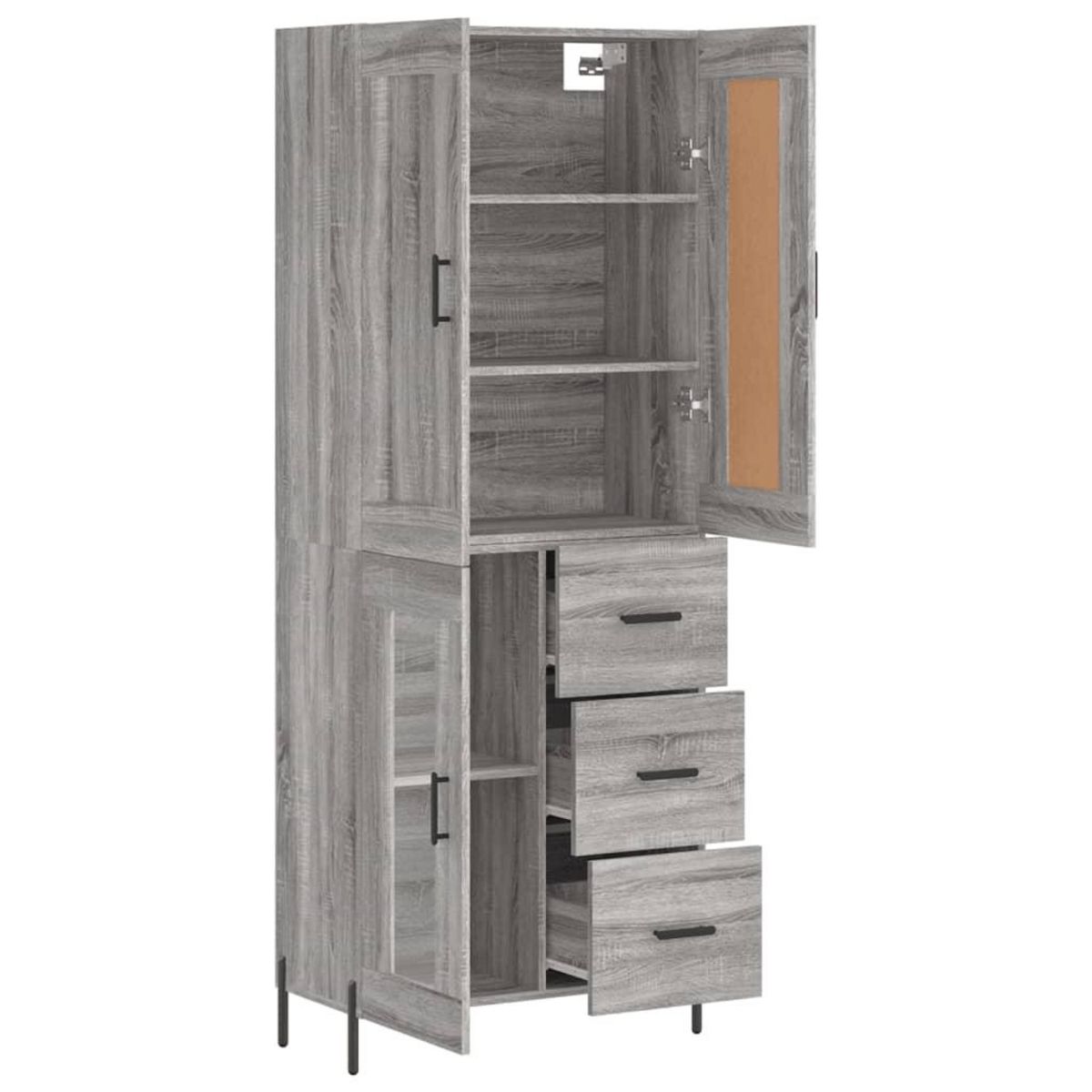 VIDAXL Buffet haut Sonoma gris 69,5x34x180 cm Bois d'ingenierie