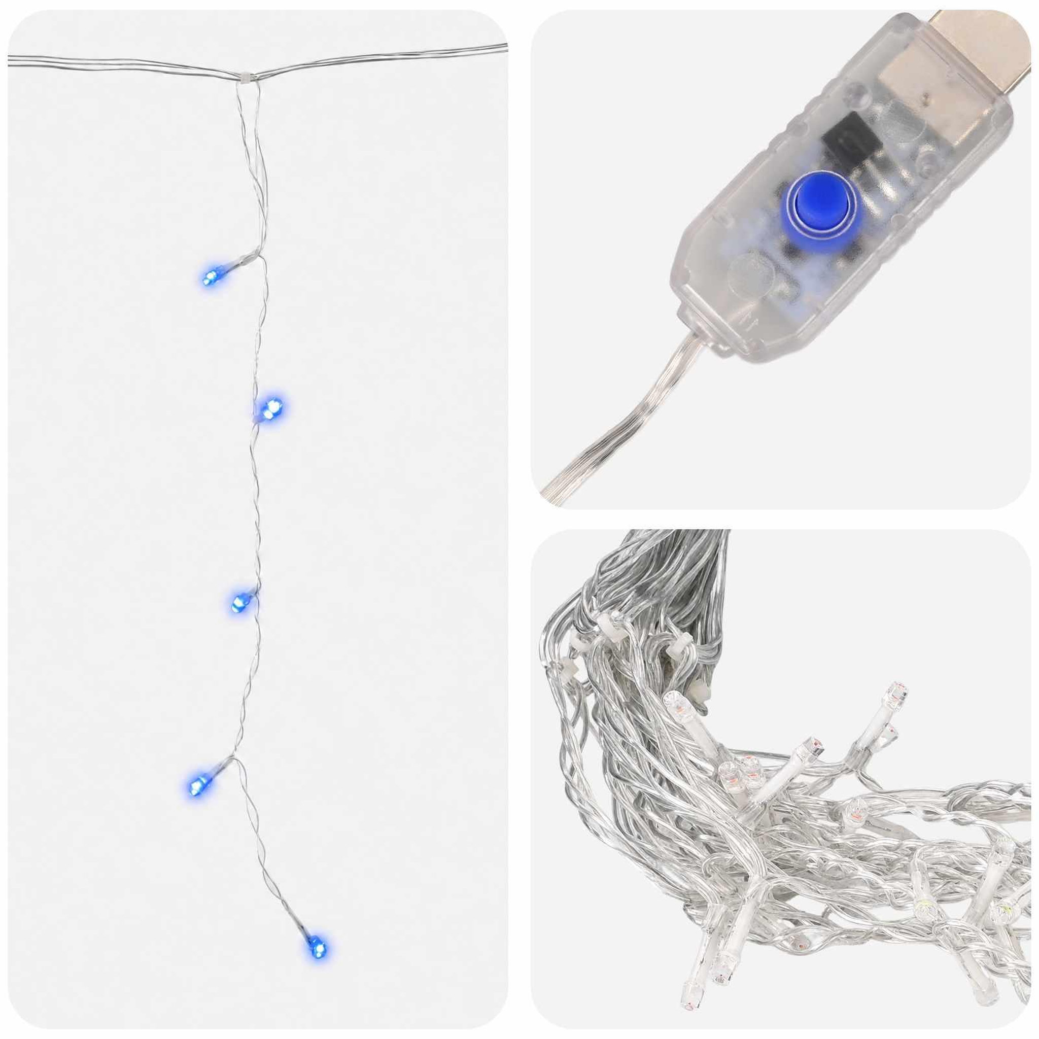 Voir la diapositive 5 : VIDAXL Rideaux lumineux 210 LED Bleu 500 x 72 cm