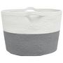 Voir la diapositive 5 : VIDAXL Panier a linge gris et blanc Ø60x36 cm coton