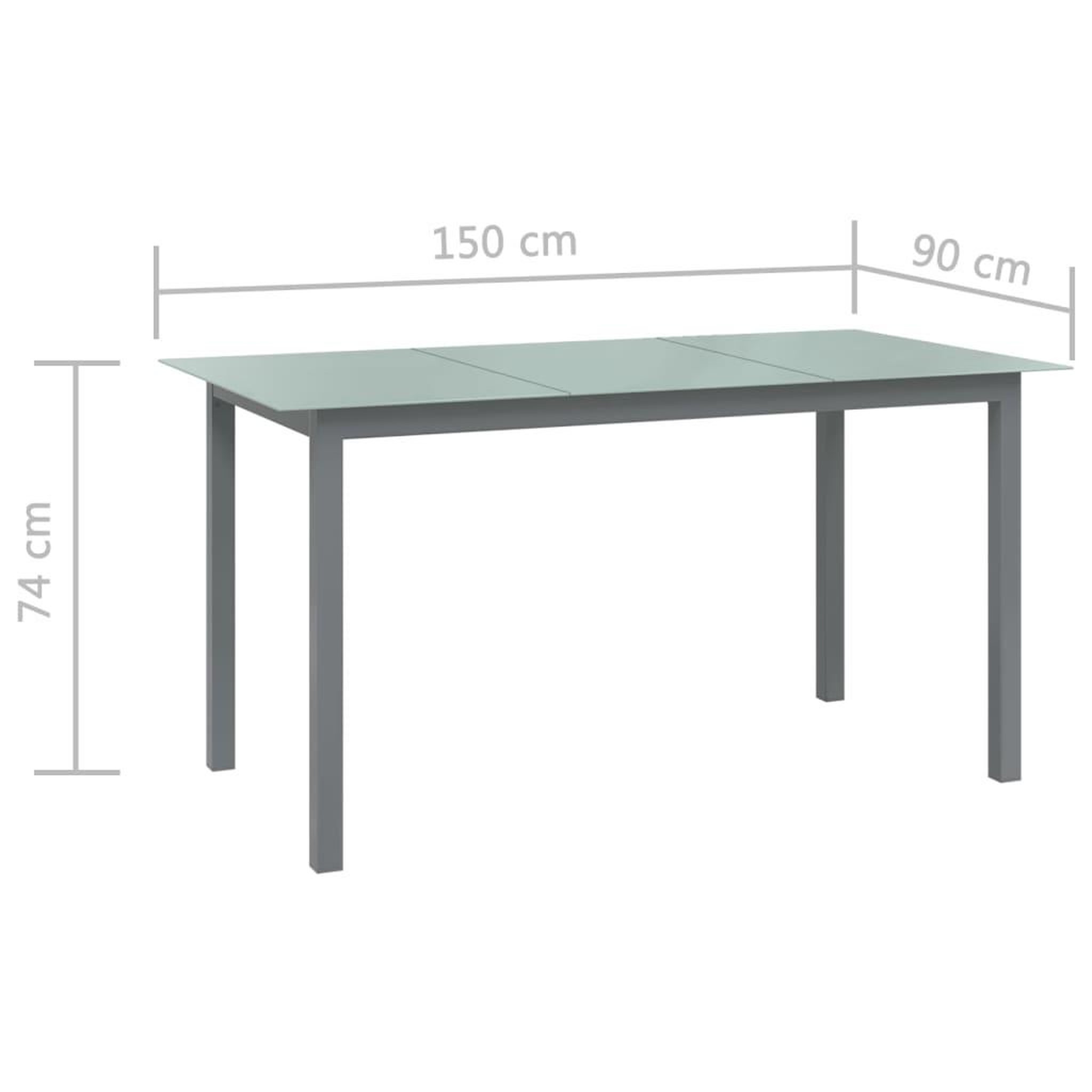 Voir la diapositive 6 : VIDAXL Table de jardin Gris clair 150x90x74 cm Aluminium et verre