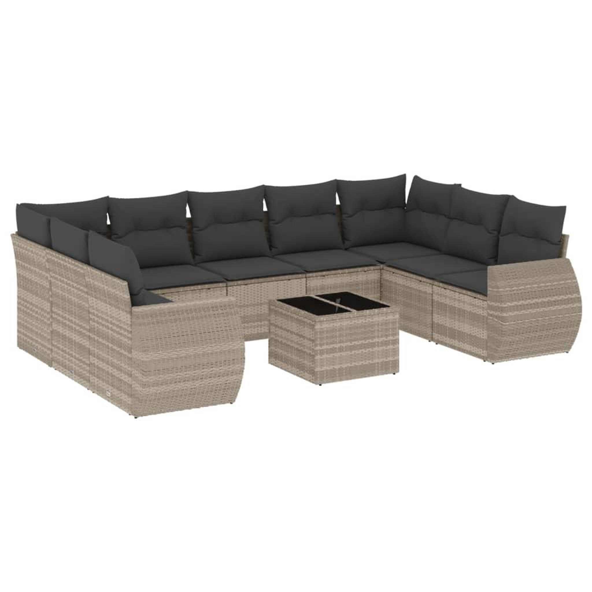 Voir la diapositive 2 : VIDAXL Salon de jardin avec coussins 10 pcs gris clair resine tressee