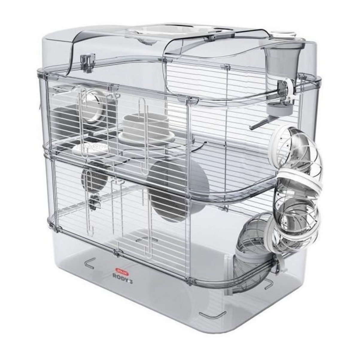 Zolux ZOLUX Cage sur 2 etages pour hamsters, souris et gerbilles - Rody3 duo - L 41 x p 27 x h 40,5 cm - Blanc